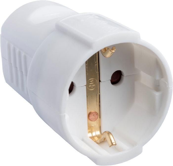 Skjøtekontakt nylon m/jord hvit